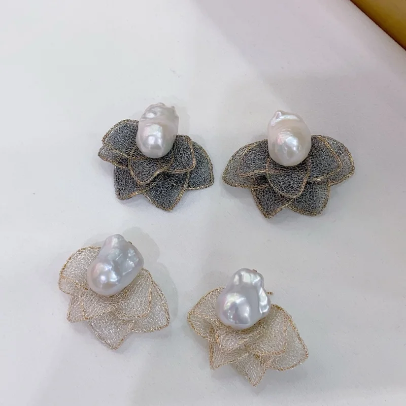 

SGARIT 14k Filled Gold Earrings Natural Baroque Pearl Trendy Women's Jewelry Accessories Prevent Allergies SE29