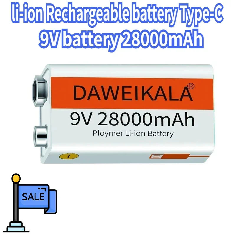 

9V battery 28000mAh li-ion Rechargeable battery Type-C Battery 9v for Multimeter Microphone Toy Remote Control KTV use