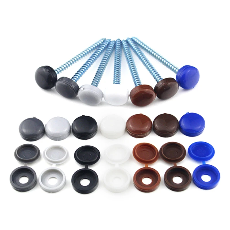 100Pcs Nails Screw Caps Nylon Protective Covers 7 Colors Optional Phillips Screw Decorative Cover Cross Screw Folding Cap