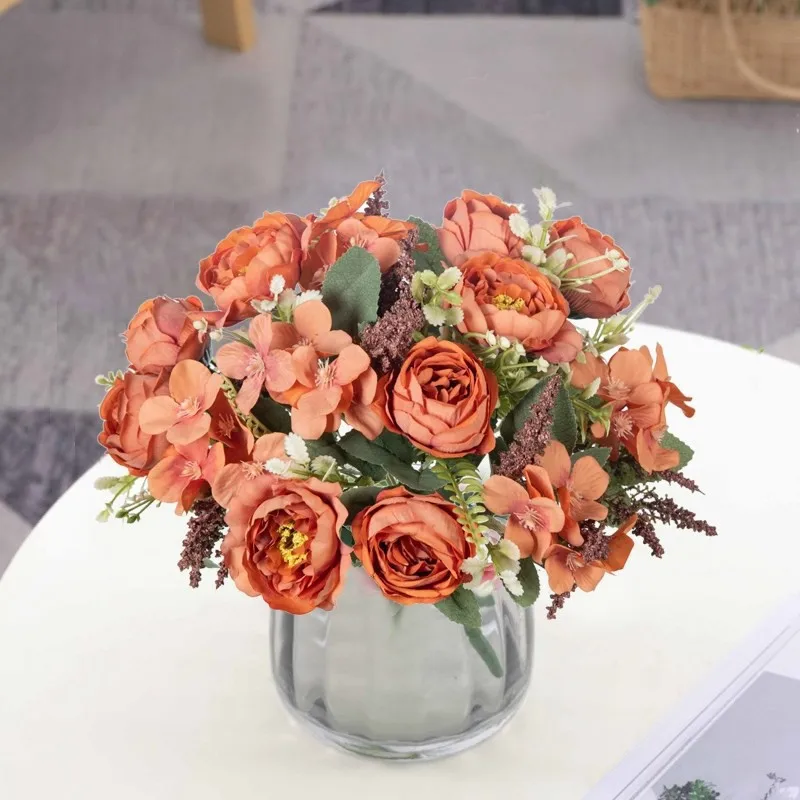 Künstliche Blumen, weiße Seiden-Hortensien, Pfingstrosen, Hochzeits-Party-Bundle, Festival, Heim, Zimmer, Tisch, Vase, Dekoration, Outdoor, Hof, DIY-Geschenk – Detail 11