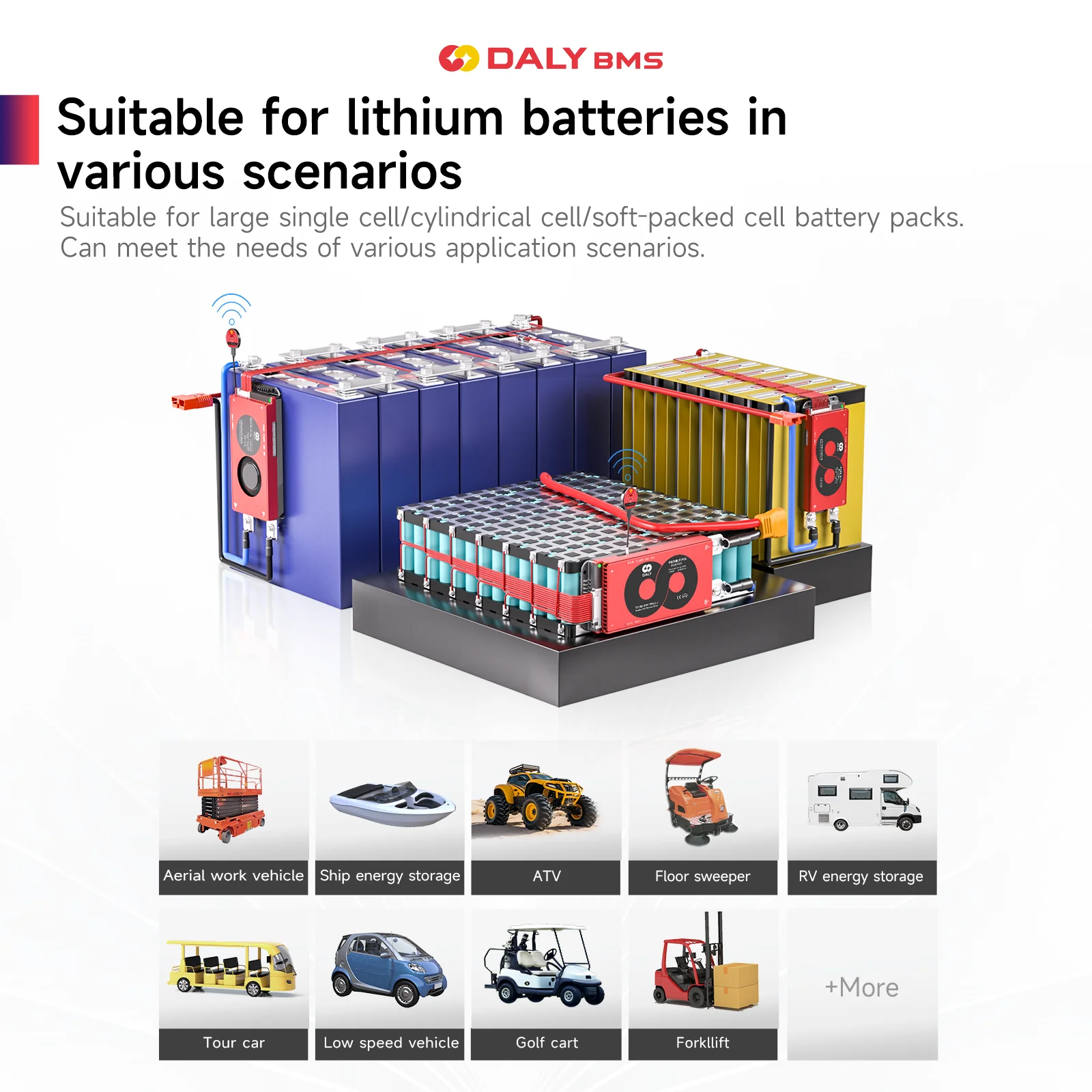 Daly Smart BMS Lifepo4 4S 8S 16S 40A 60A 100A 150A 200A 250A 300A 400A 500A Bluetooth APP for Inverter Solar RV UART port
