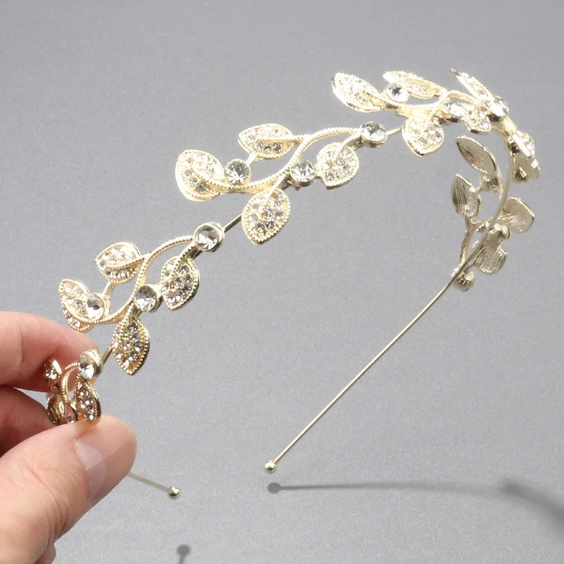 vintage hollow leaf rhinestone headband bride wedding crown headwear Queen party birthday hair crown temperament