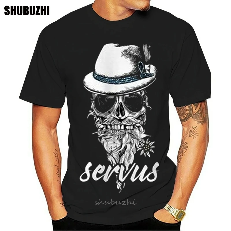 T-Shirt Totenkopf Filzhut Bayern Skull Blume Oktoberfest servus fashion t-shirt men cotton brand teeshirt summer tshirt