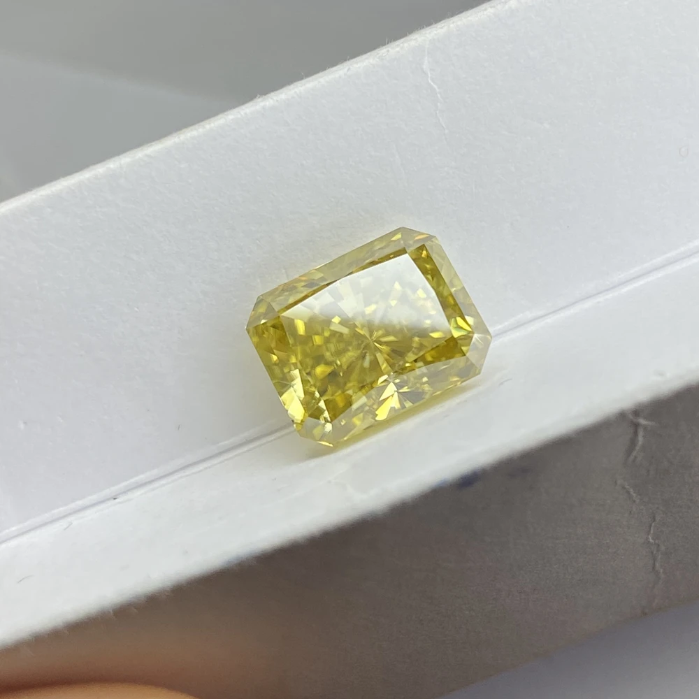 9x11mm 5CT Vivid Yellow Radiant Cut Moissanite Diamond VVS1 Clarity Loose Rectangle Gemstone