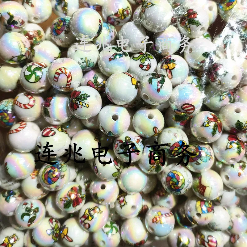 Cartoon Anime Acrílico Beads, fundo branco, Beads impressos para fazer jóias DIY, caixa de materiais pulseiras, 5pcs