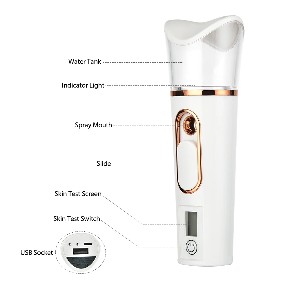 Nano Mist Facial Sprayer with Skin Moisture Tester Deep Hydrating Face Nebulizer,Oil Control Pore Minimizing Soothing Calming