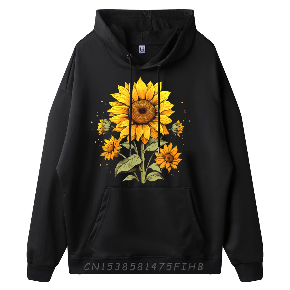 البلوز خمر عباد الشمس في الهواء الطلق طويلة الأكمام الياقة المستديرة امرأة هوديس الشارع الشهير الأزياء البلوز #2