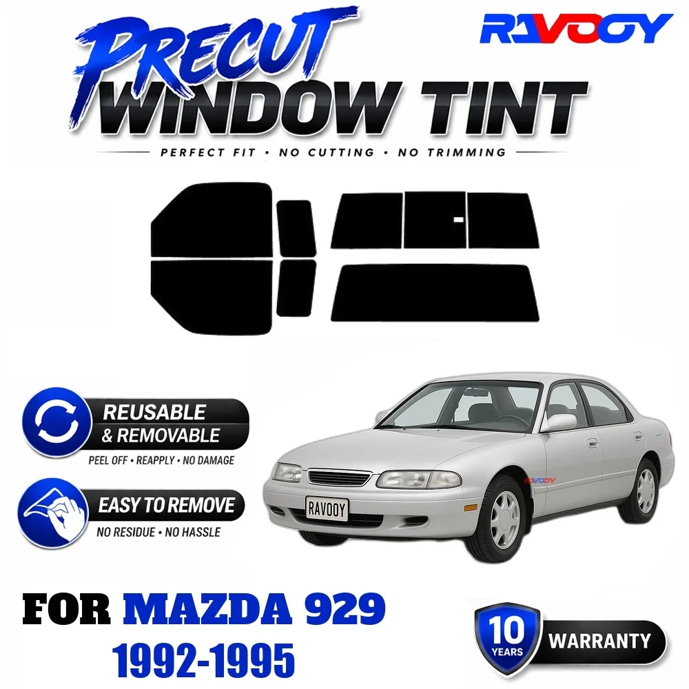 RAVOOY Precut Window Tint, Reusable Removable EPU Film, Custom Fit for Mazda 929 1992-1995, UV Heat Protection