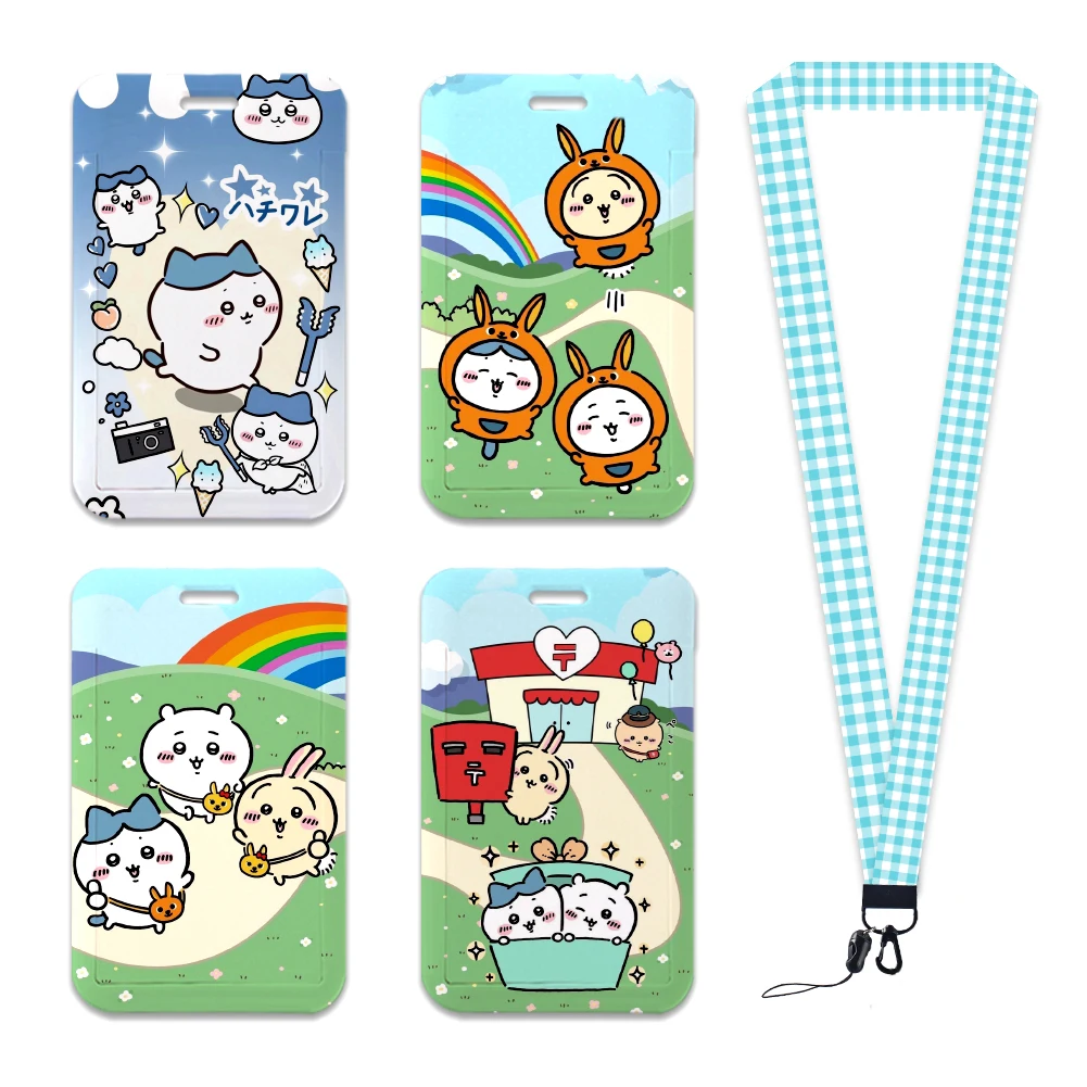 Wholesale Cute Figure Card Cover Lanyard Keychain Badge Debit Card Rope Lanyard With Cartoon Card Holder Cover Woman