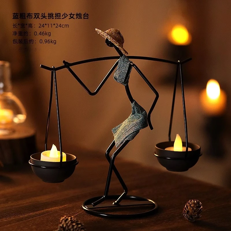 Retro Wrought Iron Candle Holder Candle Ornament Creative Metal Candle Decoration Table Romantic Dinner Arrangement Props