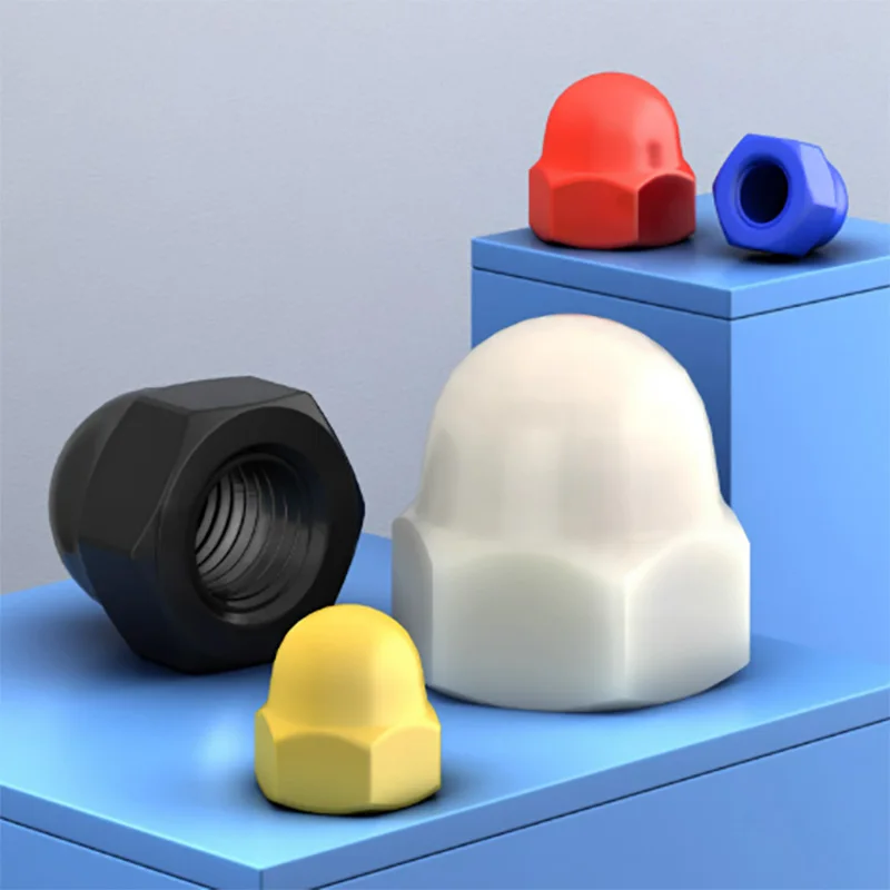 Hochwertige Nylonmuttern M3 - M20, Sechskantmuttern, dekorative Kappenmuttern