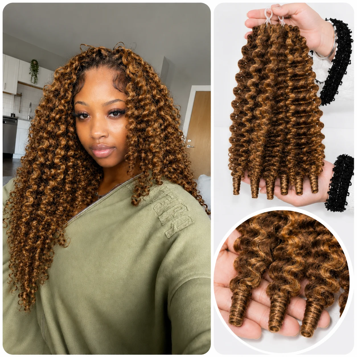Extensions de cheveux humains bouclés birmans légers pour tresses, effet plume, avec nœuds miracle, pour femmes noires, pointes pleines