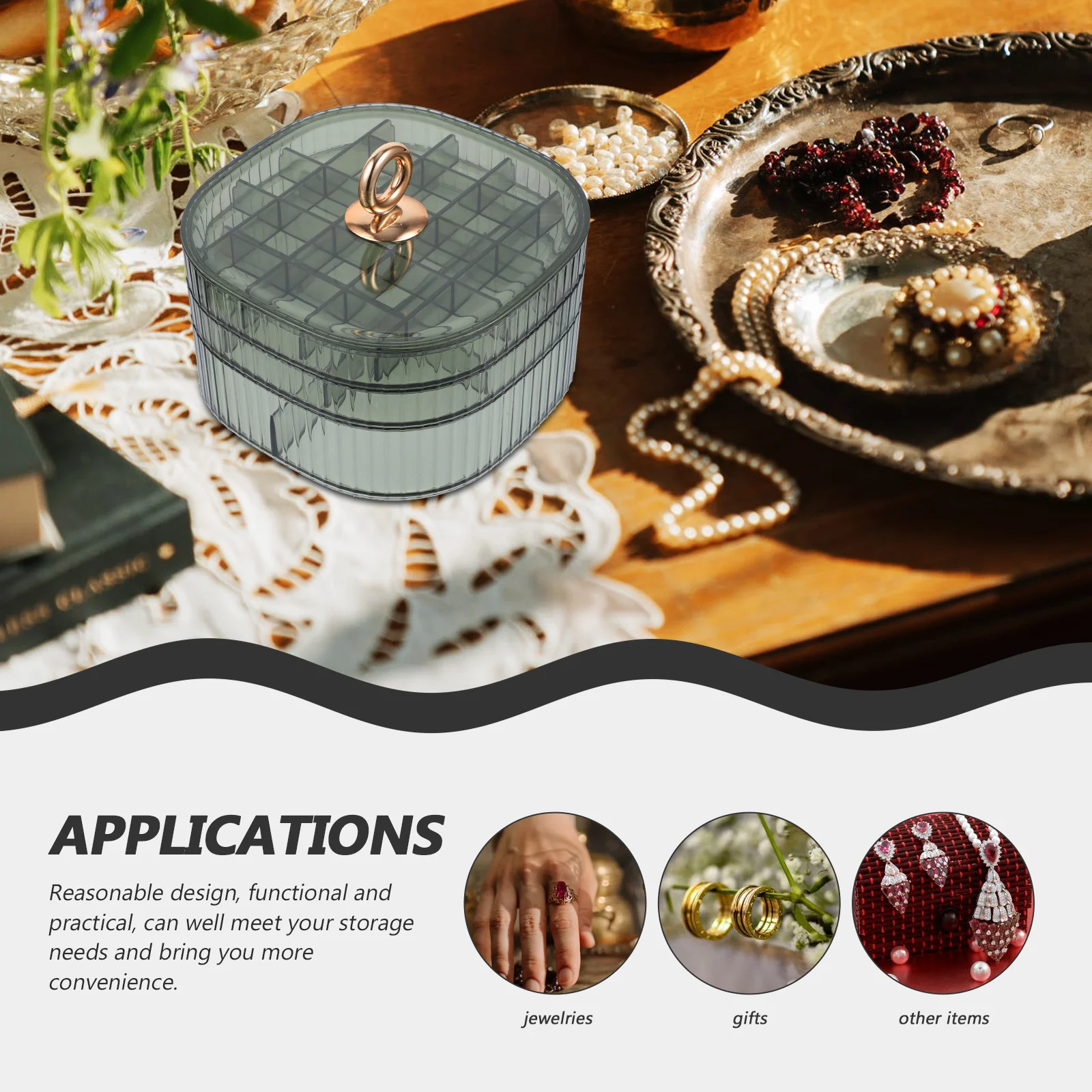 

Прозрачный 3-слойный органайзер для ювелирных изделий, штабелируемая коробка для хранения, большая емкость, 32 отделения, контейнер для ювелирных изделий с кольцом