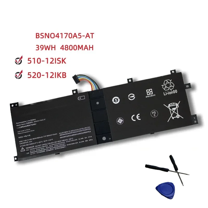 Replacement BSNO4170A5-AT Battery Compatible For Lenovo Miix 510 520 Series 7.68V 39Wh 5110mAh 510-12ISK 520-12IKB