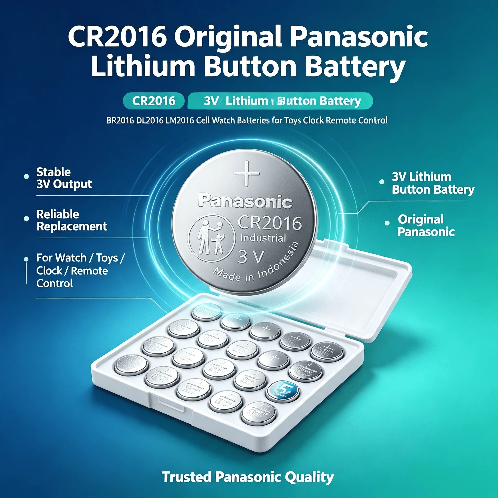 CR2016 Original Panasonic Lithium Button Battery BR2016 DL2016 LM2016 Coin Cell Watch Batteries for Toys Clock Remote Control