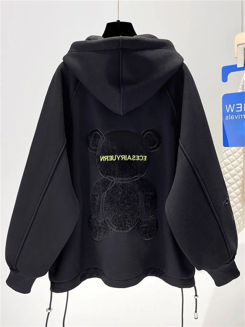 

Большой размер, открытый кардиган с капюшоном на подкладке, женский весенне-осенне-зимний джемпер на молнии, модная верхняя одежда больших размеров мм