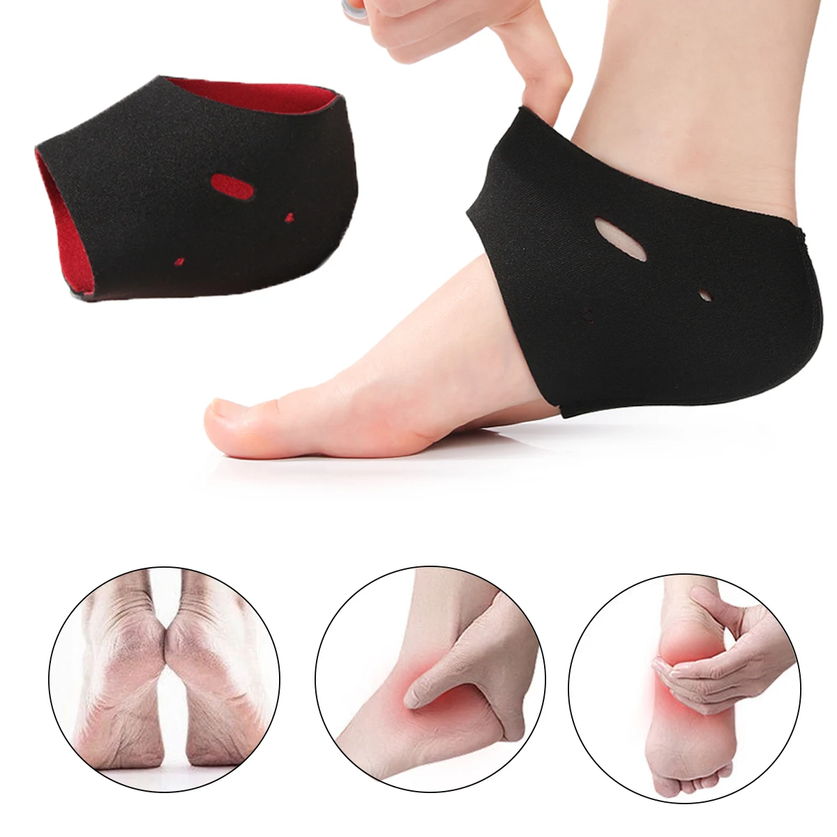 Plantar Fasciitis Heel Socks, Compression Heel Protector Socks for Cracked Heel Skin & Achilles Tendon Pain Relief