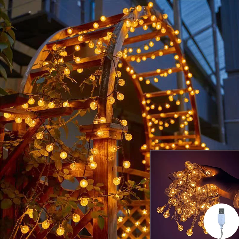

Crystal Globe LED Lights Garland Fairy Lights String USB-operated Garland Christmas Decoration Wedding Xmas Tree New Year Decor