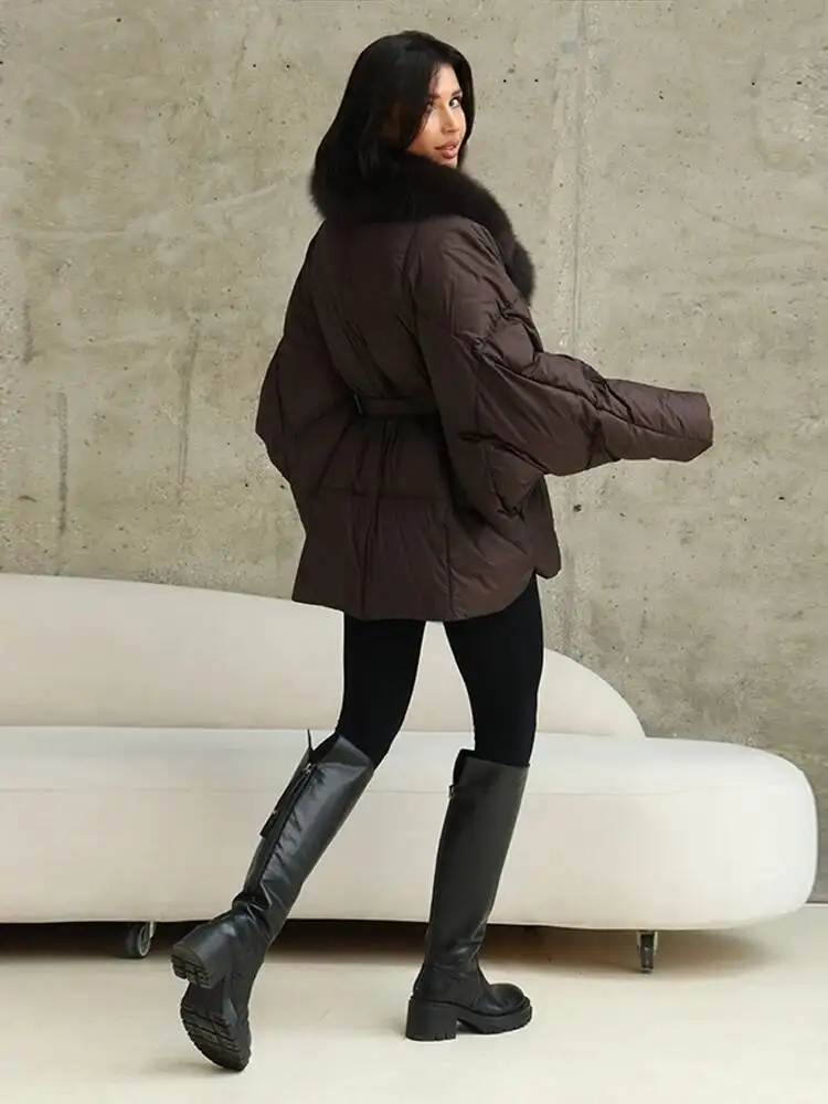 Chaquetas gruesas de algodón para mujer, abrigos de manga larga con cuello de piel desmontable y bolsillos con cordones, prendas de vestir cálidas y elegantes para invierno 2026