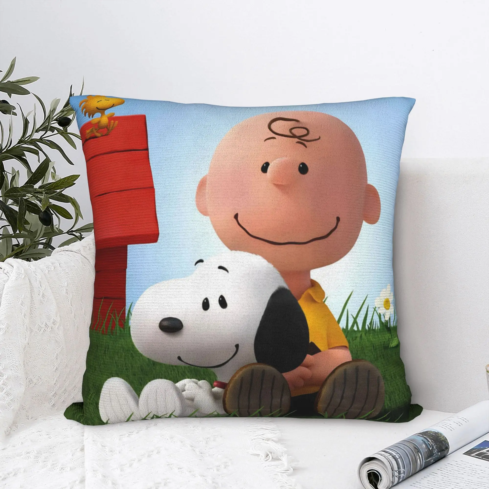 S-Snoopys Movie Square Pillow Cases Kawaii Manga Dogs Cushion Cover Awesome Decor Throw Pillow Case Cover for Home 18
