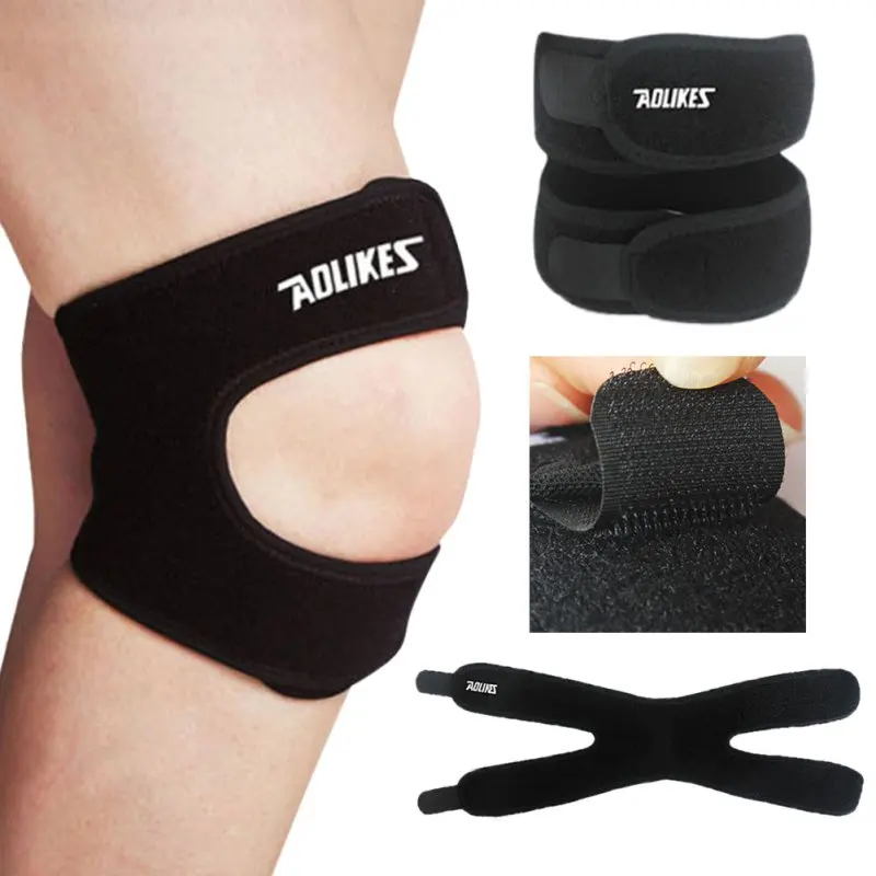 Adjustable Patella Knee Tendon Strap Protector Guard Support Pad Belted Sports Knee Brace Black Kneepads Outdoor