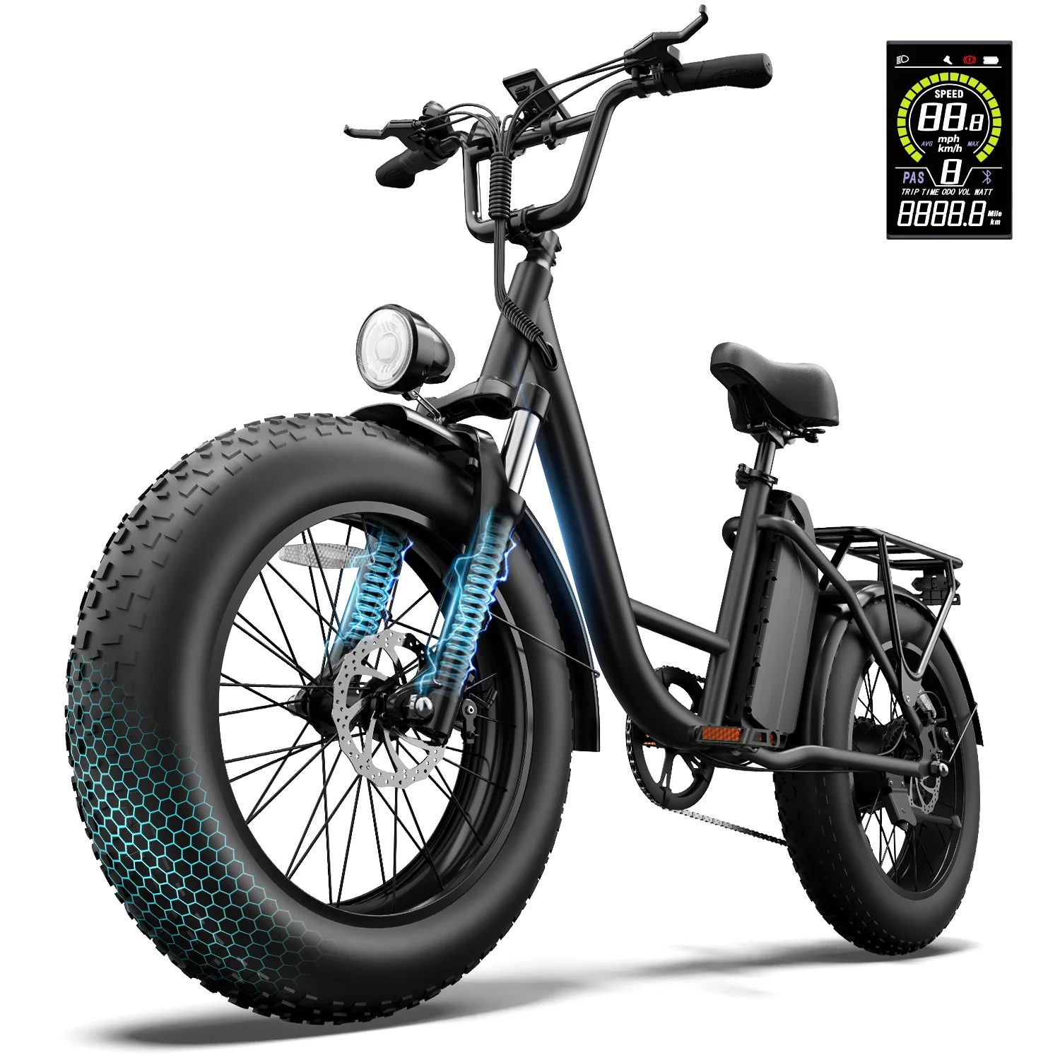 URLIFE E20 pro Adult E-bike 1500W motor Electric Bike 20-inch Fat Tire city ebike 48V15.6Ah battery Electric Bike 80 miles range image 3