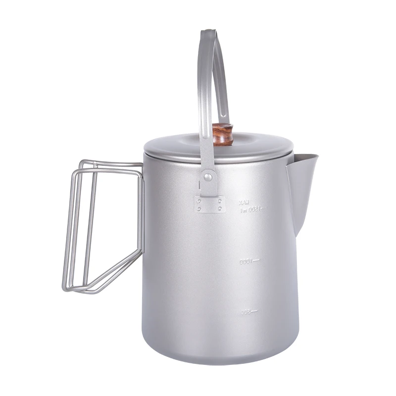 

Boundless Voyage 1.5L Titanium Kettle Bacteriostatic Cookware Outdoor Travel Camping Tableware Hanging Pot Coffee Pot