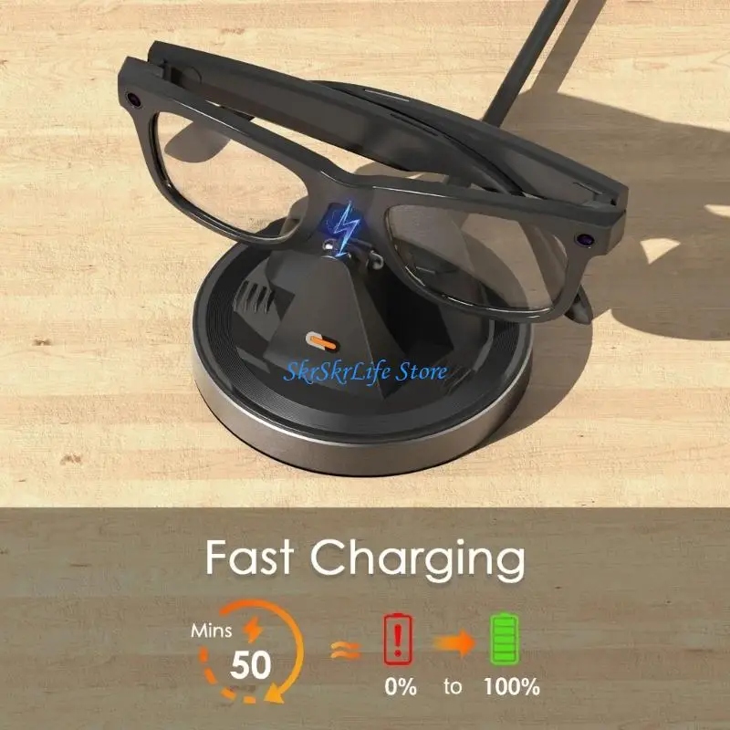 

E65E Mini Round Charging Stand Travel Friendly Charges Plastic Dock for Eyewear