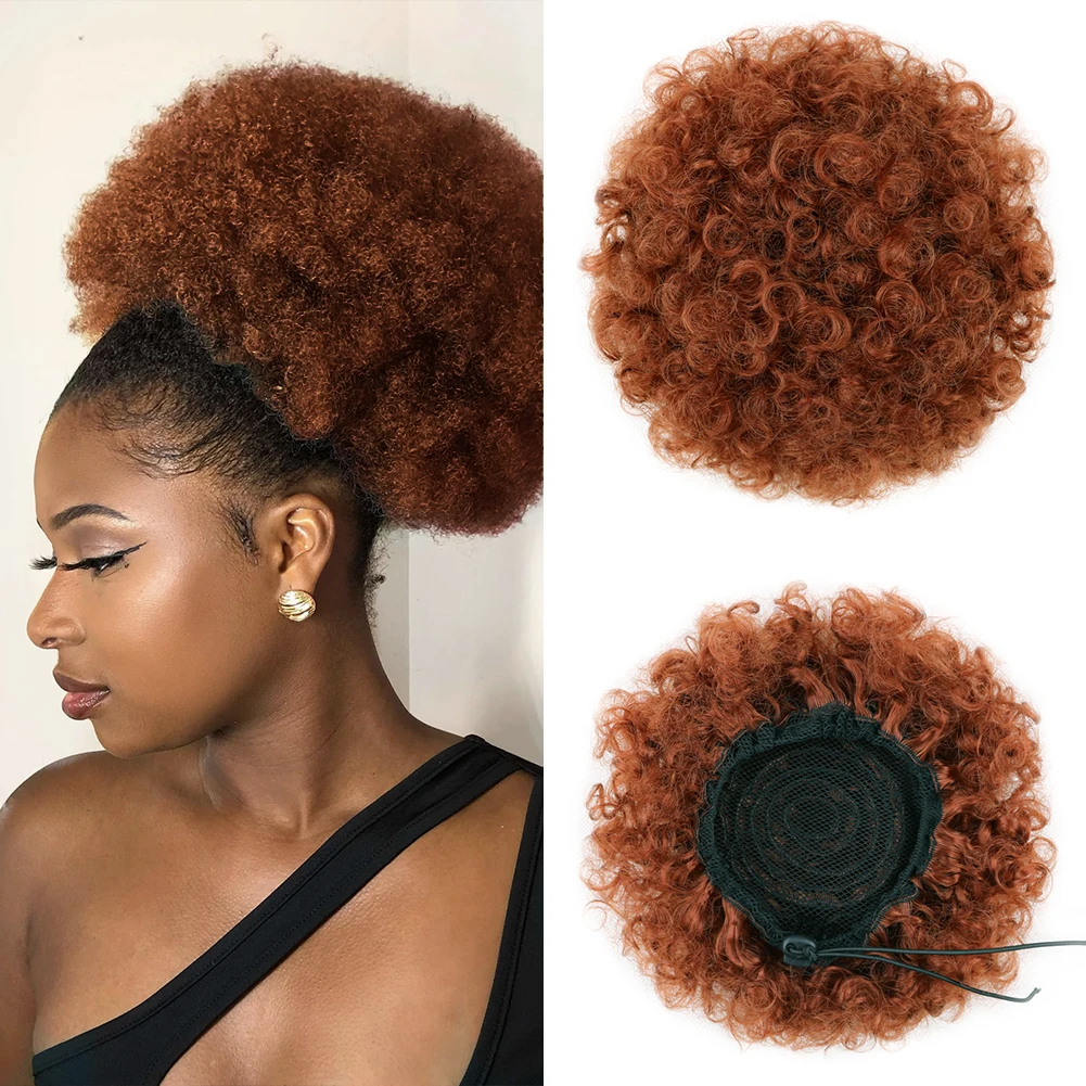 Belle Show Afro Kinky Curly Ponytail Clip In Hair Extensions Ponytail 8 Inch Short Kinky Curly Hair Ponytail Afro Bun Hairpiece