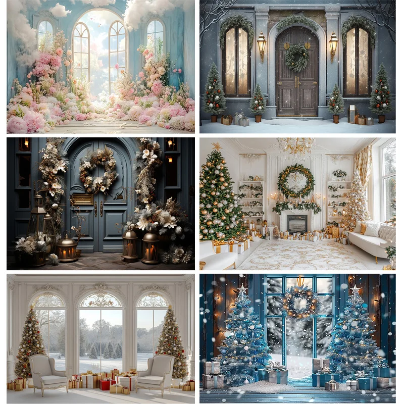 New Year Christmas Day Festival Photography Backdrop Fireplace Winter Living Room Gift Holiday Photo Studio Background RS-29