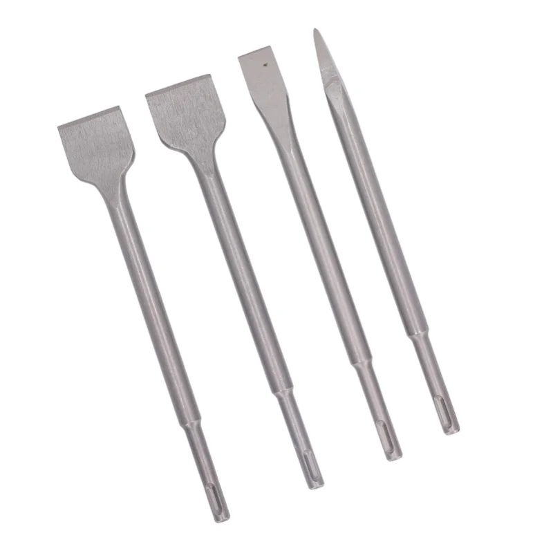 

4PCS Electric Hammer Chisels Round Shank Point And Flat Chisel Set For Stone Concrete Brick Wall