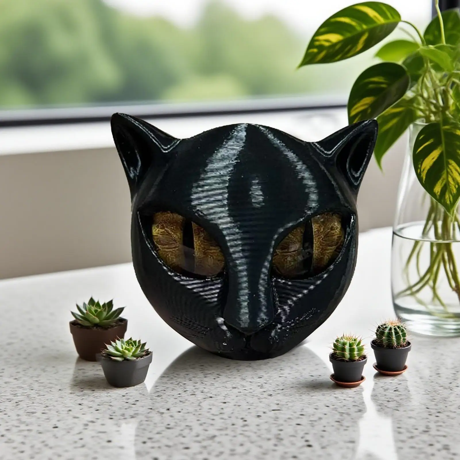 Patung Kepala Kucing Dekorasi Kucing Patung Patung Anak Kucing Dekorasi Karya Seni untuk Ruang Tamu Ruang Belajar Dekorasi Natal Halloween