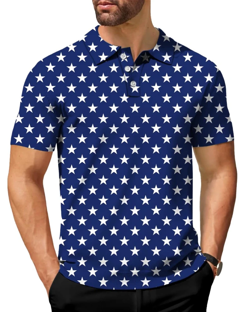 3D Printed Men's Short Sleeved PoLo Shirt Casual Lapel Button Up Collar Golf PoLo Shirt Summer Fashion Men Clothing Dropshipping