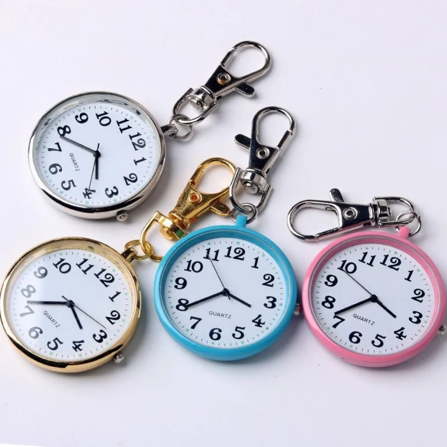 4/5 pcs Electronic Pocket Watch LED Keychain Nurse Pocket Watch Digital Watch for Student Backpacks Keys Pendant Timepiece