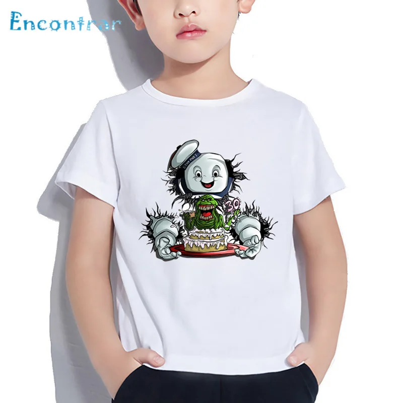 Camisa do bebê dos desenhos animados da cópia de ghostbuster da velha escola crianças t camisa estadia puft engraçado roupas menino/menina verão o-pescoço, ohkp5224