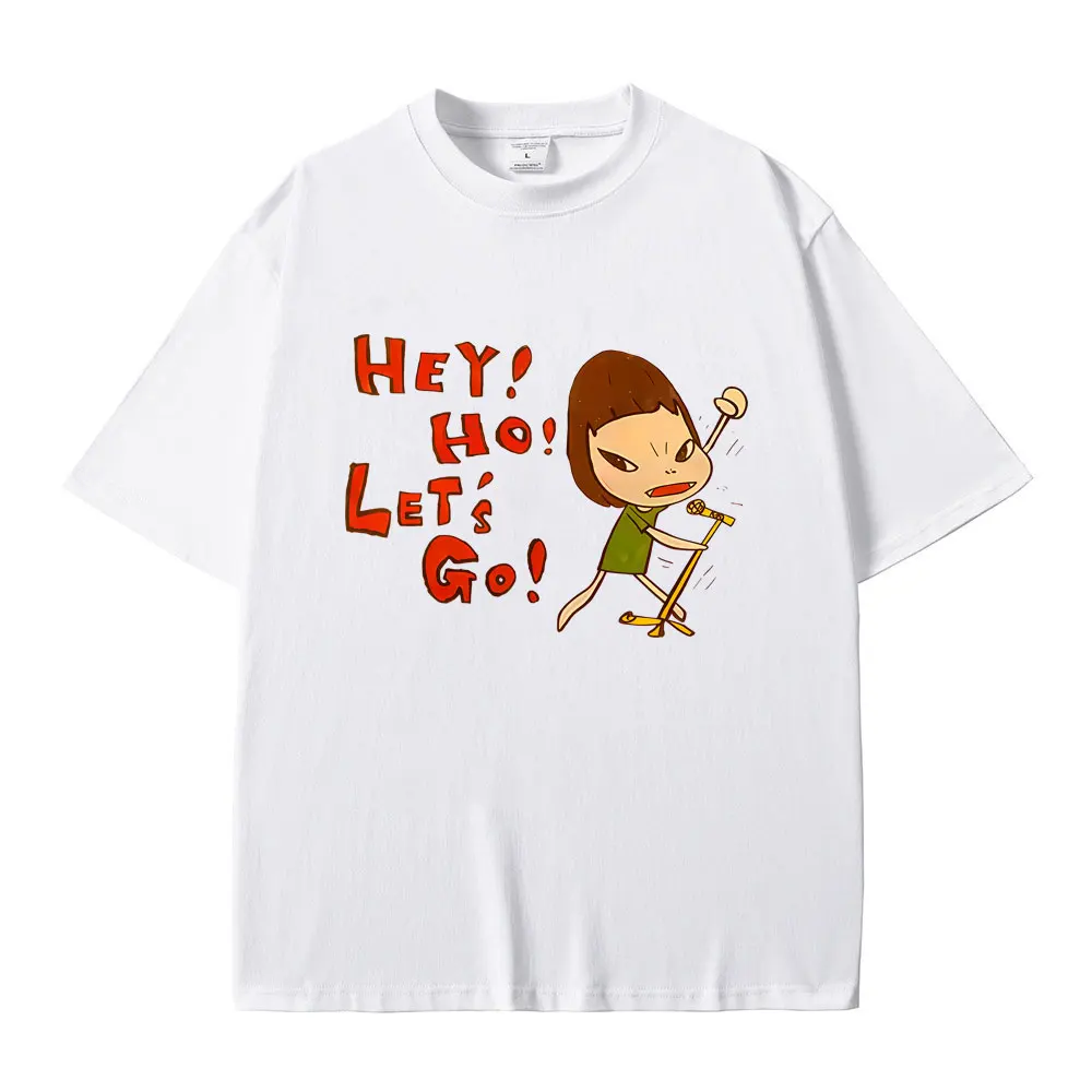 Hot Sale Yoshitomo Nara Hey Ho Let's Go T Shirts Men Women Casual Funny Humor T-shirt Summer Unisex Y2k Art Aesthetic Streetwear