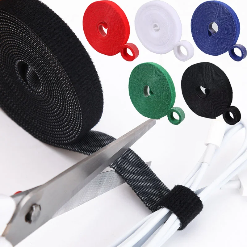 5M/Roll 10mmOrganizer Cable Management Wire Winder Tape Earphone Mouse Cord Management Ties Protector for IPhone Xiaomi Samsung