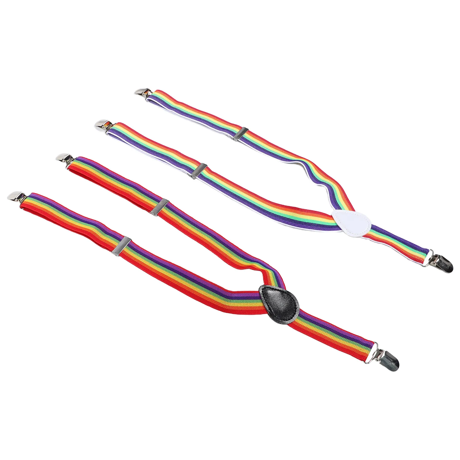 

2Pcs Colorful Children'S Rainbow Strap Clip Suspenders Kids Rainbow Strap Clip Adjustable Elastic Fits Shirts