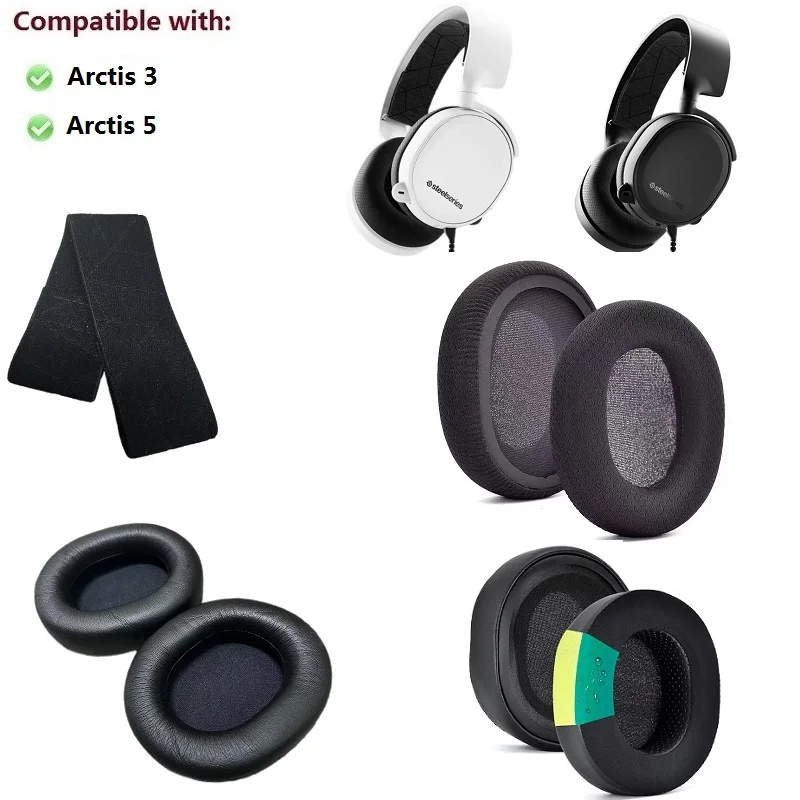 Original Ear pads for SteelSeries Arctis 3 Arctis 5 Gaming Headphones replacement Ear cushion Earmuff Ear pillow headband tape