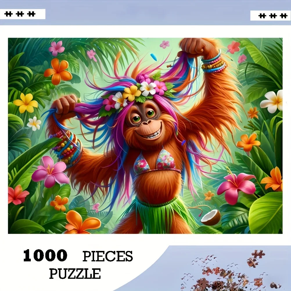 Puzzle de jungle tropicale vibrant, 1000 pièces, casse-tête coloré pour adultes et familles, jeu en carton rectangulaire Portable