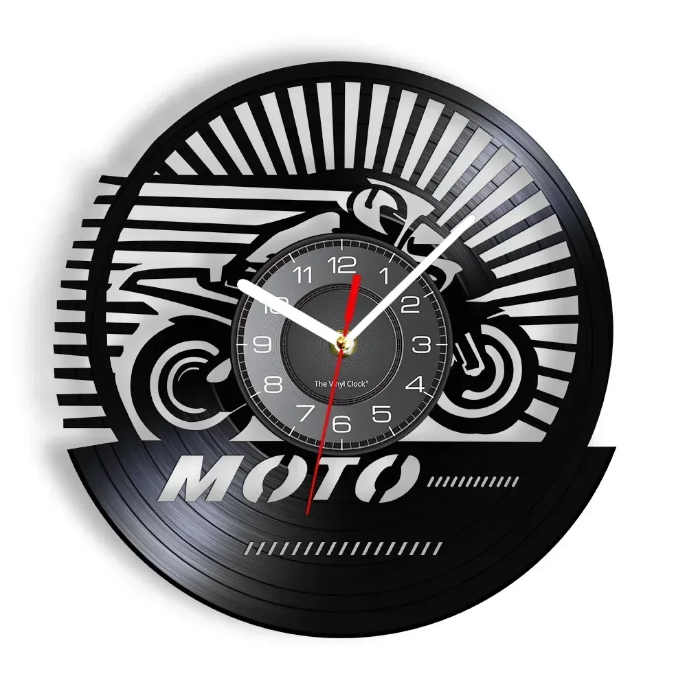 Vintage Motorcycle Speed Racer Wall Clock Motobiker Motocross Vinyl Record Wall Clock Motorcyclist Gifts Decorative Wall Watch