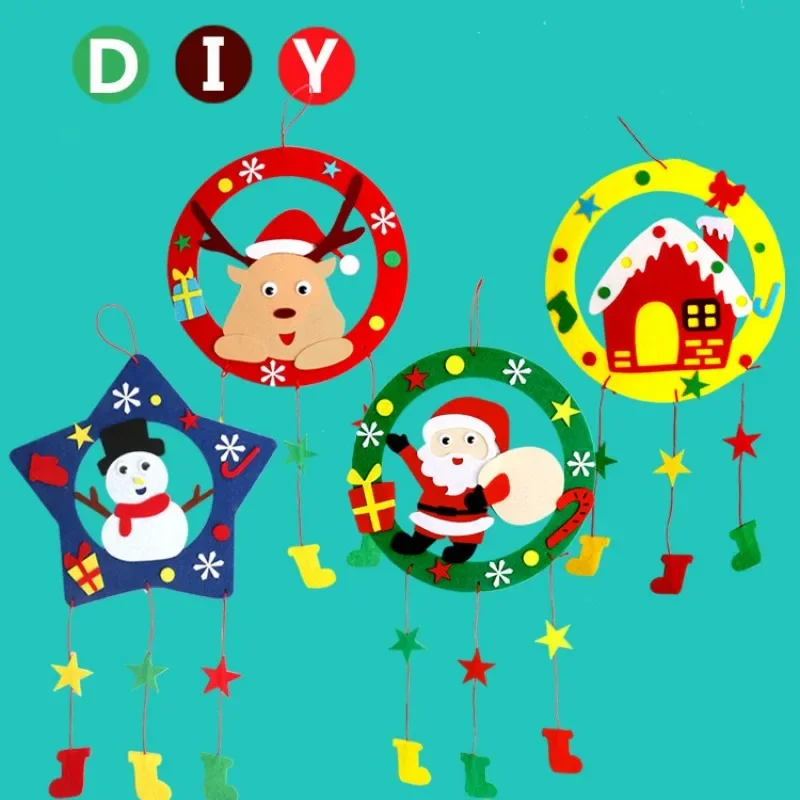 

Children DIY Handmade Craft Kits Christmas Wreath Decoration Kids Creative Materials Kits Puzzle Craft Educational Toy Xmas Gift