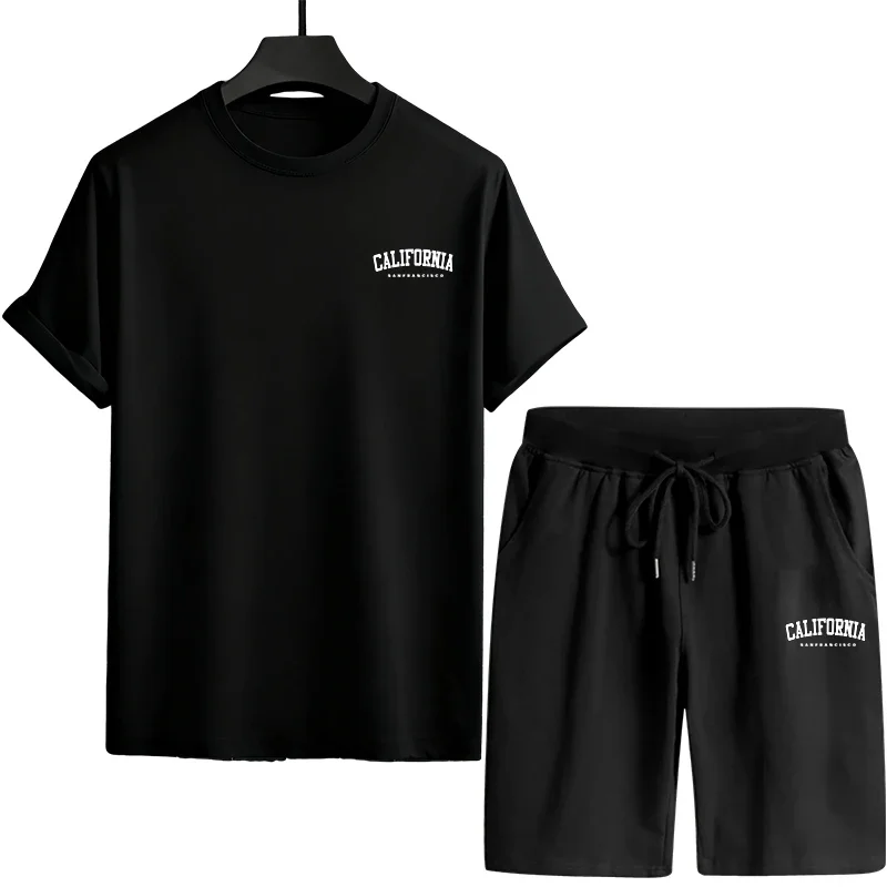 

New Mens T-shirt Tracksuit Printing Casual Clothing Outdoor Sports Jogging Streetwear Daily Single Piece T-shirt Shorts Summer