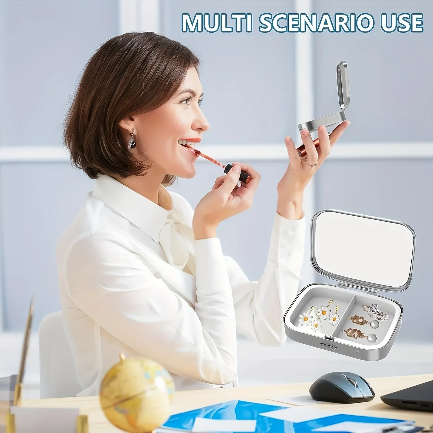 Portable Pill Box With Mirror Mini Travel Medicine Storage Case Compact Daily Organizer Vitamins Medication Pocket Pill Case