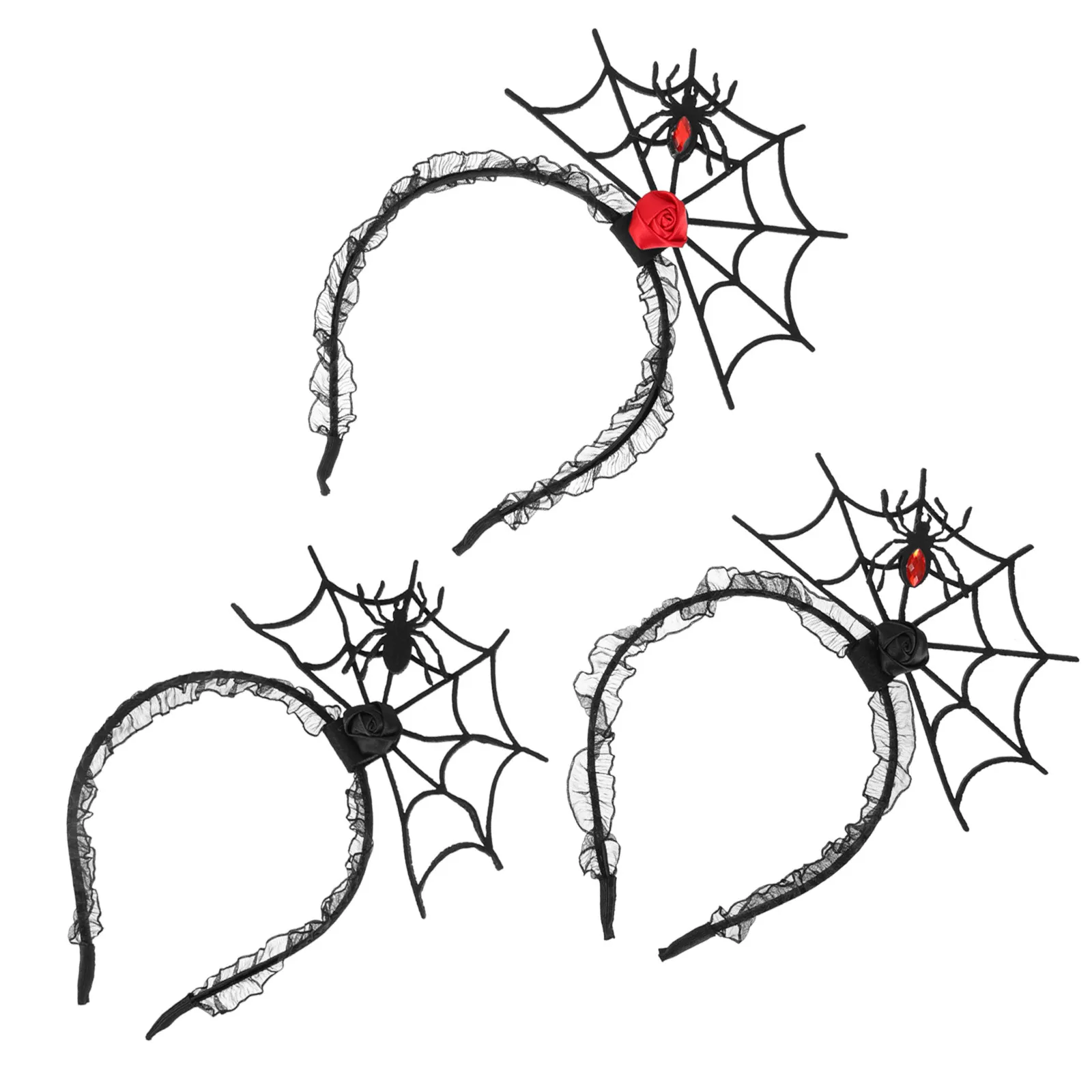 

3Pcs Elegant Halloween Lace Headband Spiderweb Design Cosplay Hair Hoop for Costume Party Banquet Stage Performance Festive