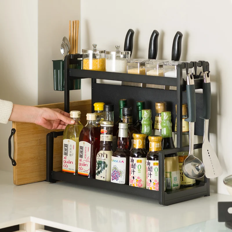 Aoliviya Seasoning Rack Kitchen Storage Rack Countertop Multi-Functional Oil Salt Sauce Vinegar Seasoning Household Goods Storag