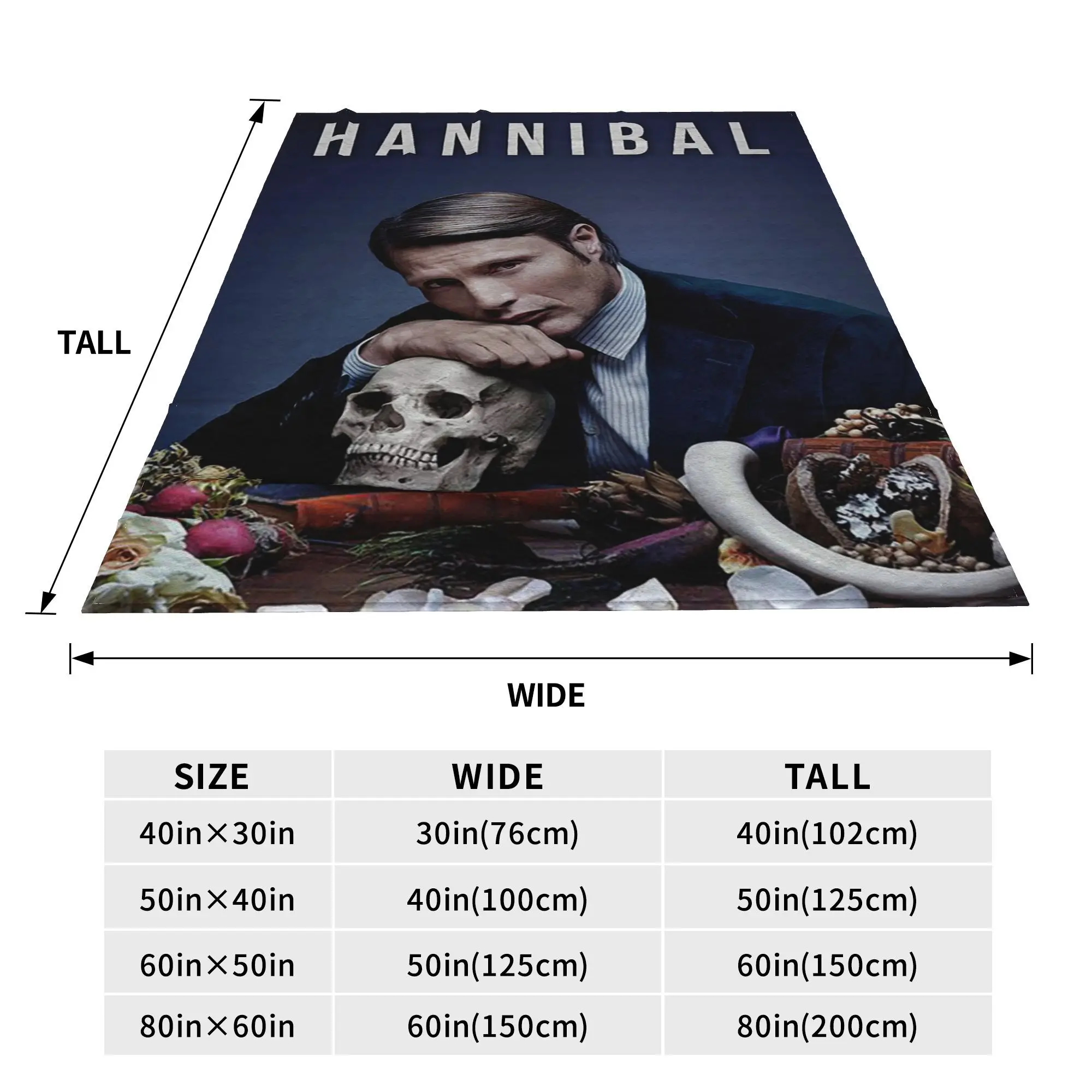 Hannibal Mads Mikkelsen Horror Movie Merch Blanket Warm Fleece Sofa Throw Blanket for Couch Bedding Travel Throws Bedspread Quil