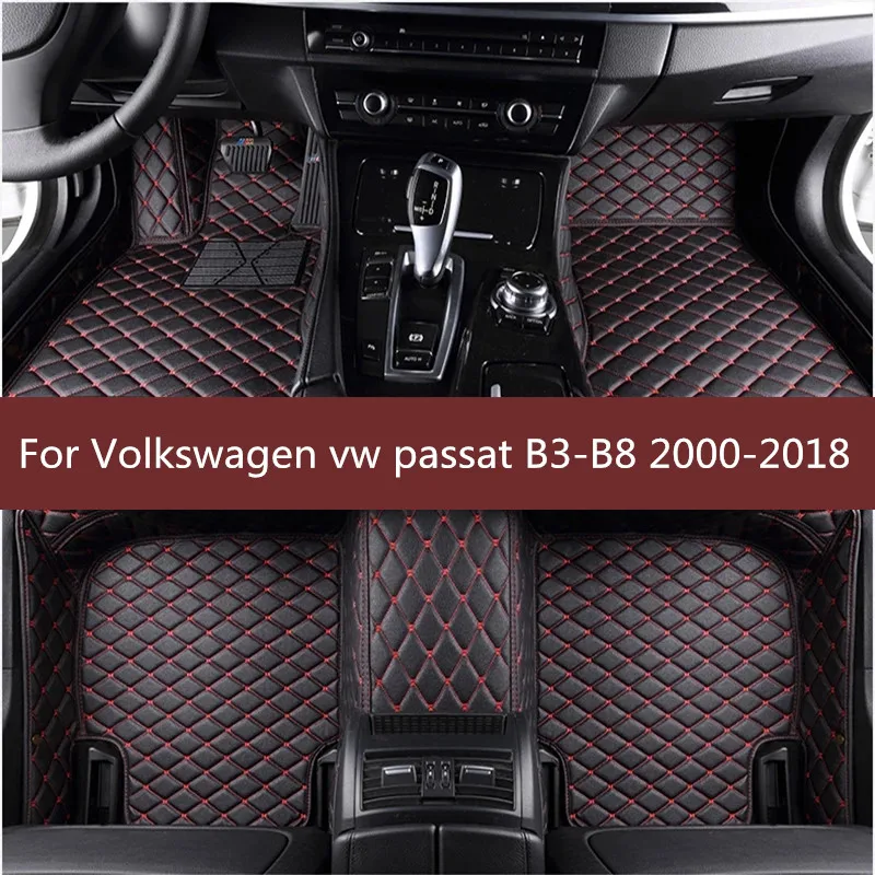 Car Floor Mats Flash Mat Leather Custom Foot Pads Automobile Carpet Car Cover For Volkswagen vw passat B3 - B6 B7 B8 2000-2018