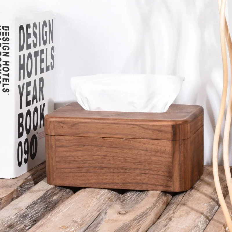 Solid Walnut Wood Tissue Box Square Decorative Napkin Holder for Living Room Kitchen Hotel Rustic Home 호두나무 티슈 케이스