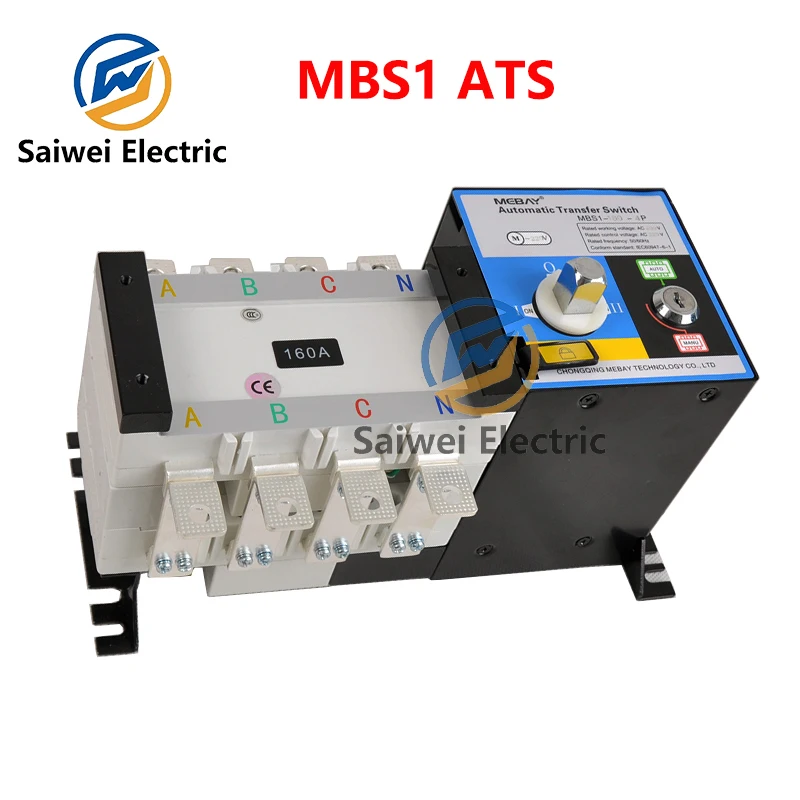 Mebay ATS 4P 100A 160A 250A 300A Diesel generator dual power automatic manual transfer switch control board